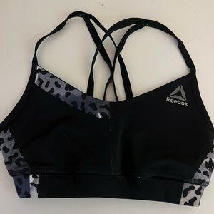 Reebok black and grey leopard sports bra
